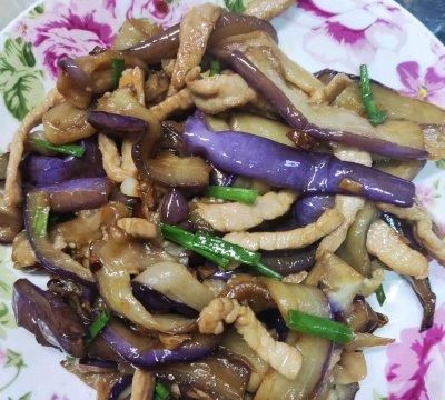 家常菜：茄子炒肉丝（少油保色法）