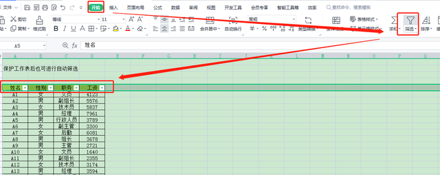 excel保护工作表后可以自动筛选及一些常用快捷键吗